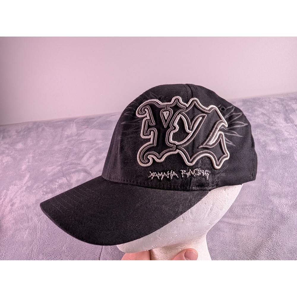 Yamaha Racing Flexfit Hat Mens OSFA Black Embroidered Baseball Cap Motocross